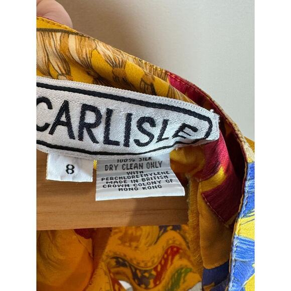 Vintage Carlisle 100% Silk Mock Neck Long Sleeve Blouse Funky 80s Retro Dopamine - Picture 4 of 7